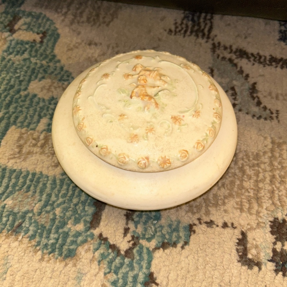 Vintage Eley Vanity Powder Jar Canister With Lid Trinket Box